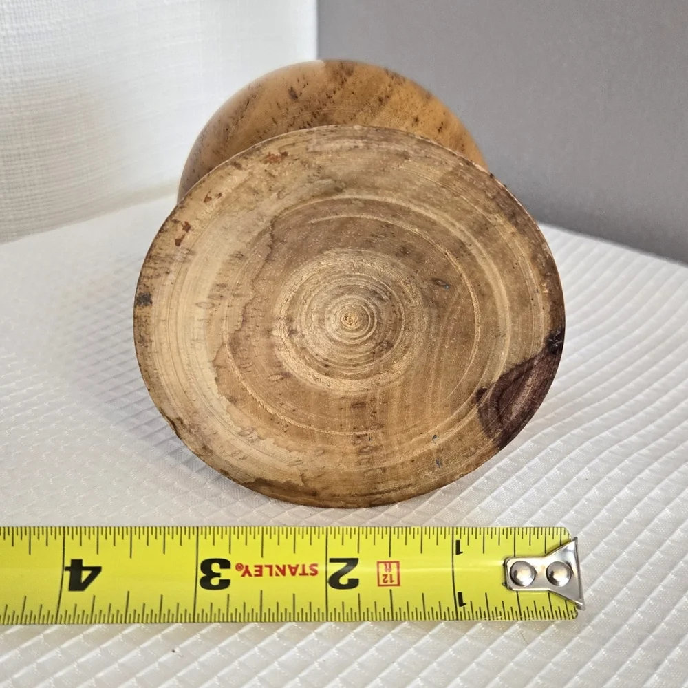 Wood Hand Turned Pen Pencil Holder Ball Pedestal Office Desk MCM Style
